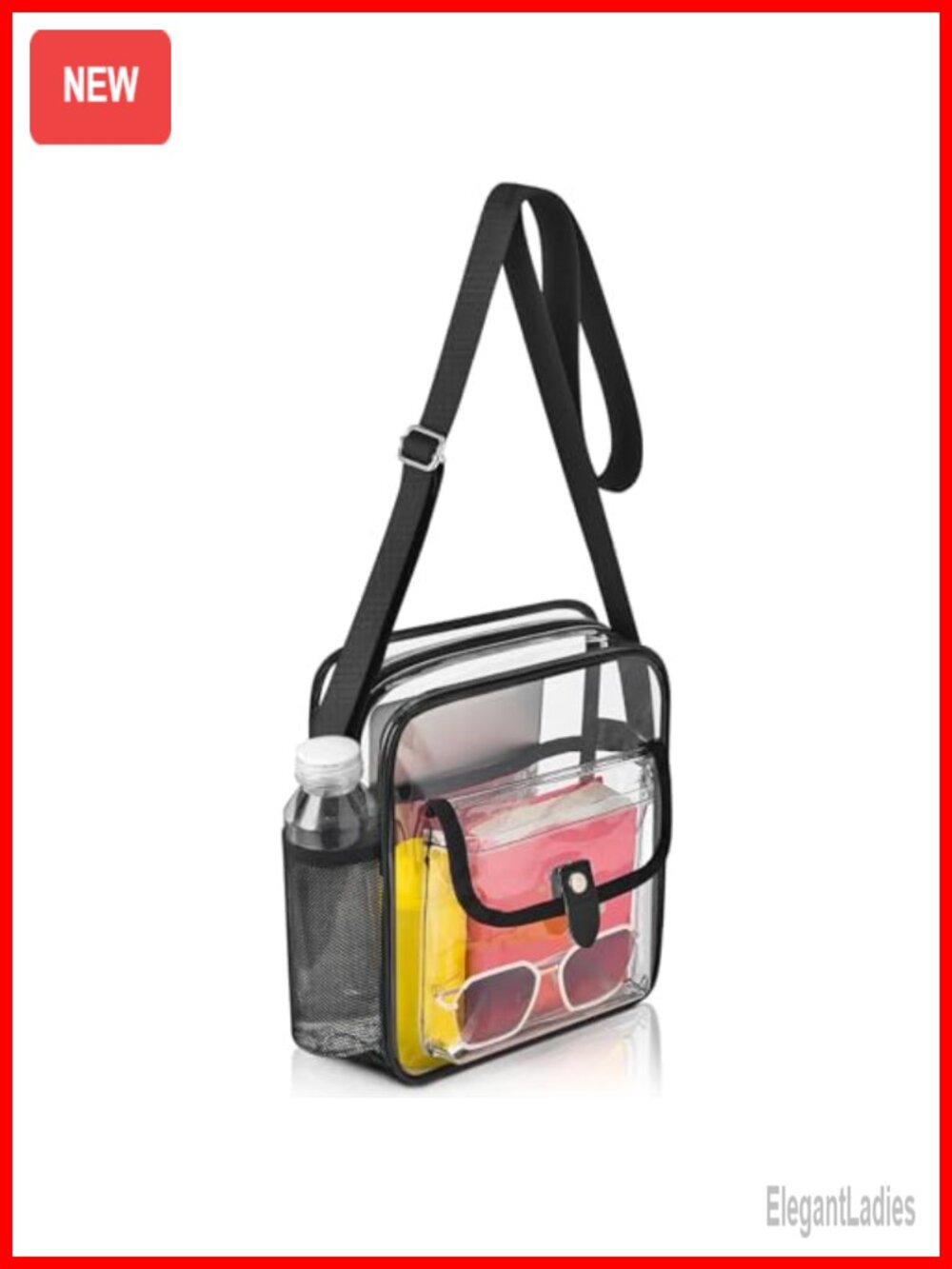 Clear Stadium Approved Crossbody Bag PVC Water Bottle Holder